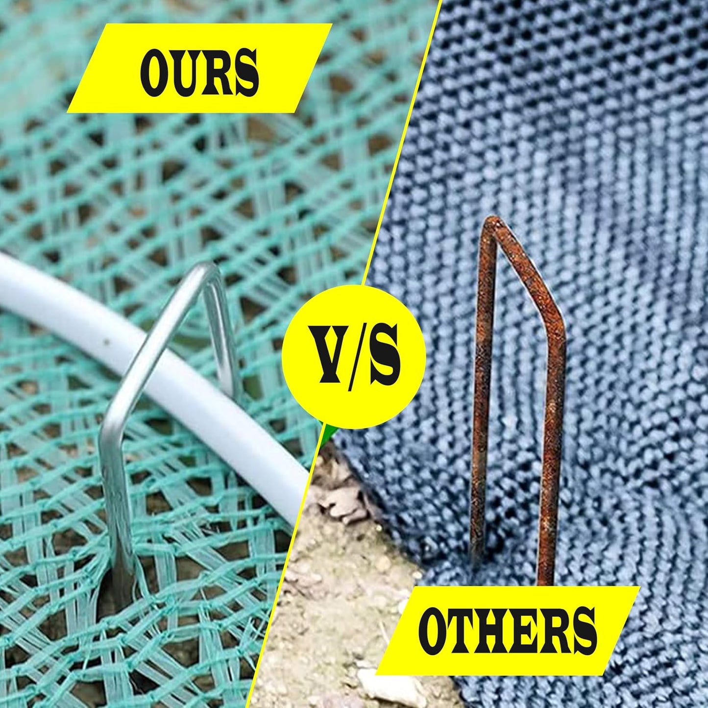 600 Pack x 6 Inch Landscape Staples Galvanised, Fabric Pins, 11 Gauge, Garden Staples, Tent Stakes, Fabric Pins for Lawn, Fence, Tent, Decoration, Weed Barrier, Outdoor. (600 x 6in)