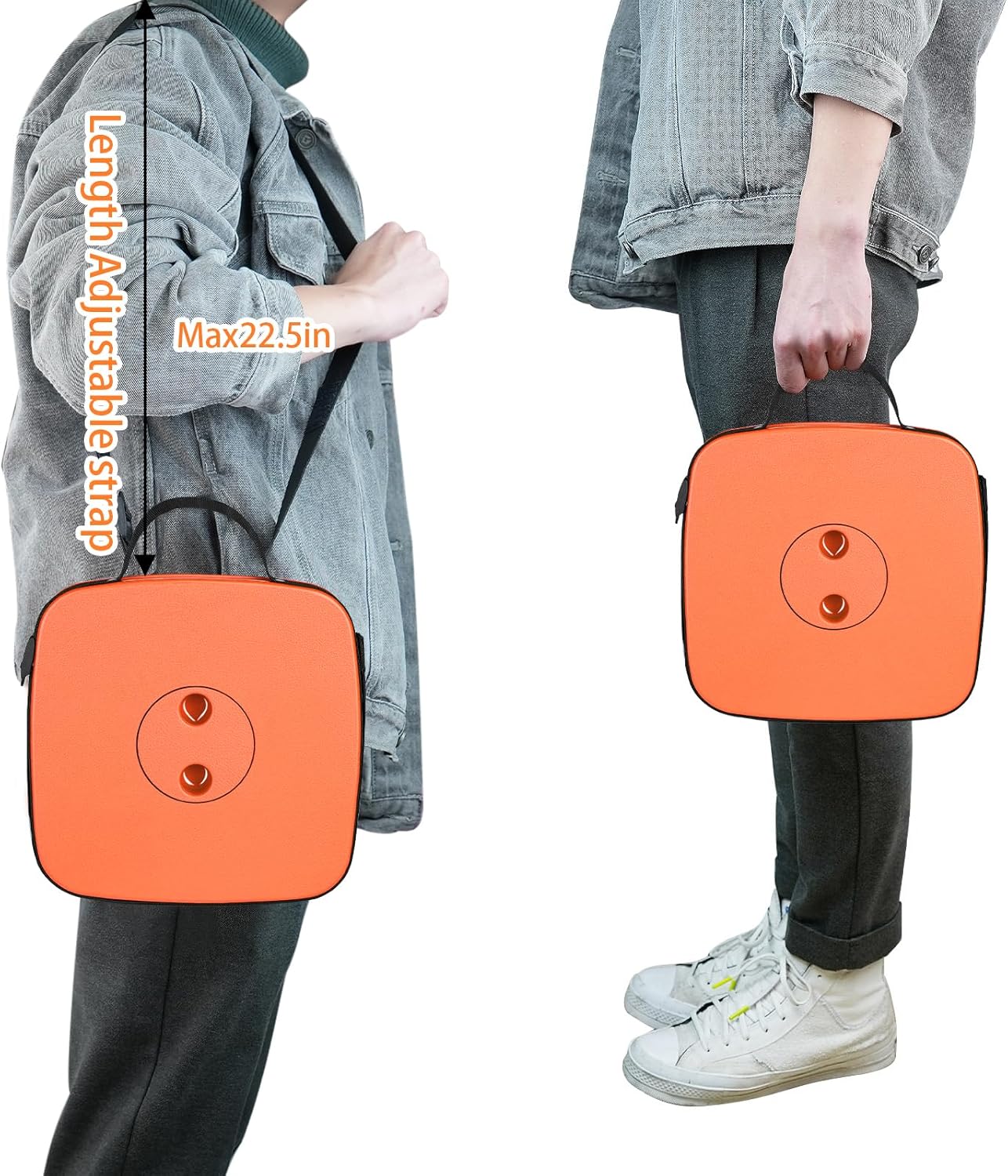 Boreeman Upgraded Collapsible Stool, Square Portable Stool, Lightweight Yet More Sturdy with Load Capacity 400lbs, Perfect for Camping Fishing Hiking BBQ (Square Orange)