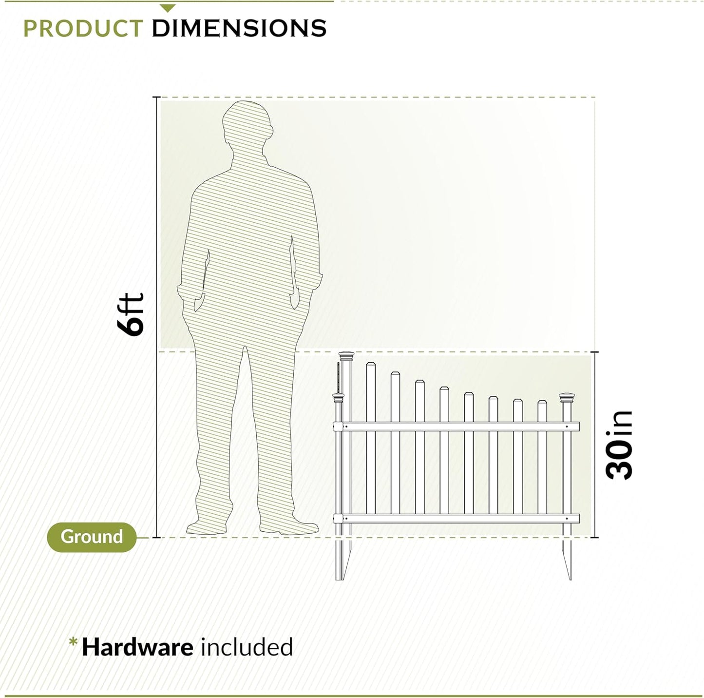 30in H x 40in W (2 Panels) No Dig Zippity Ashley Corner Vinyl Picket Fence, Garden Fence Border, Decorative Fence For Garden, White Vinyl Panels for Backyard, Patio & Yard, ZP19007