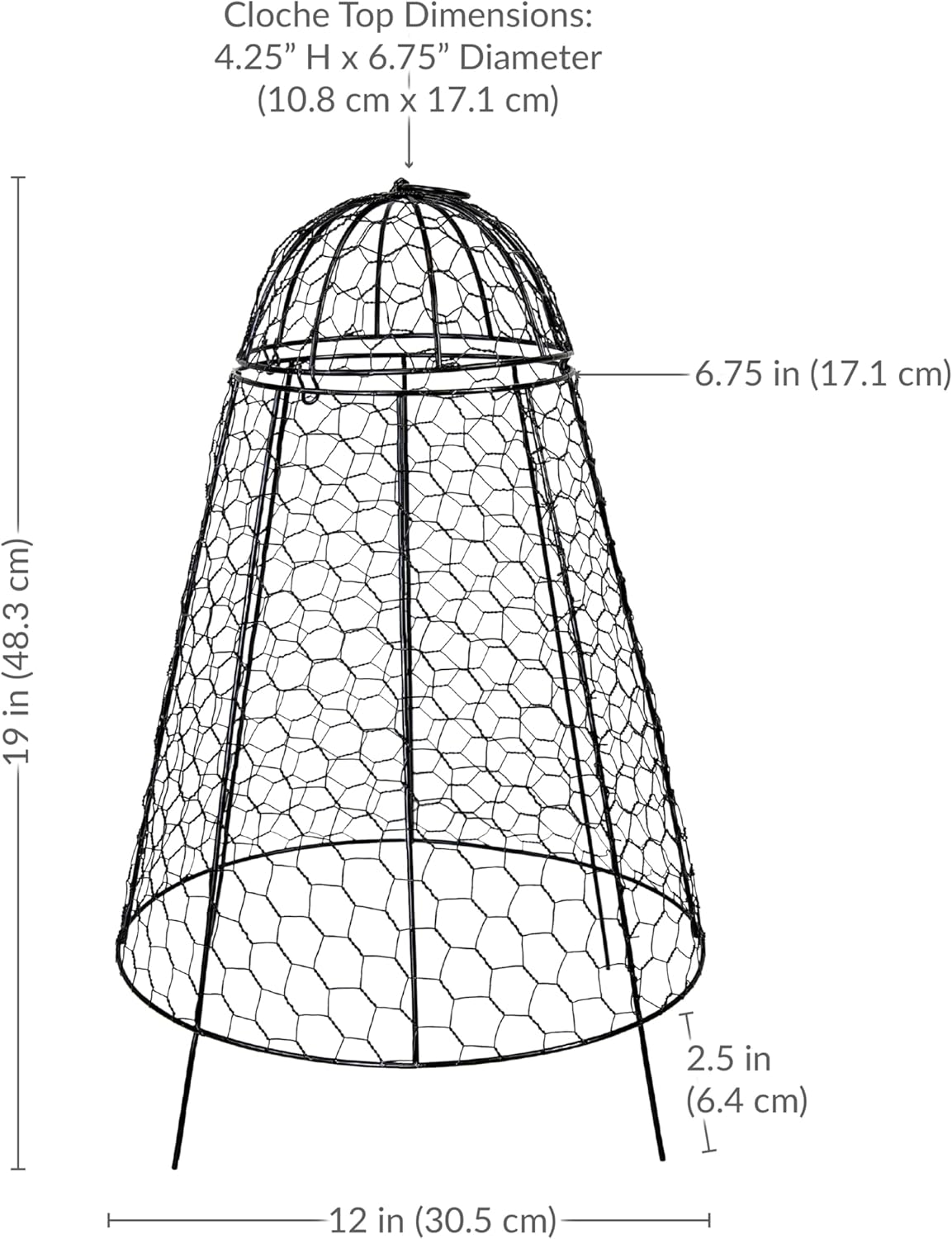 Sunnydaze Chicken Wire Plant Protector Cage - Garden Cloche with Removable Cover - 6 Pack - Protects from Rabbits and Animals