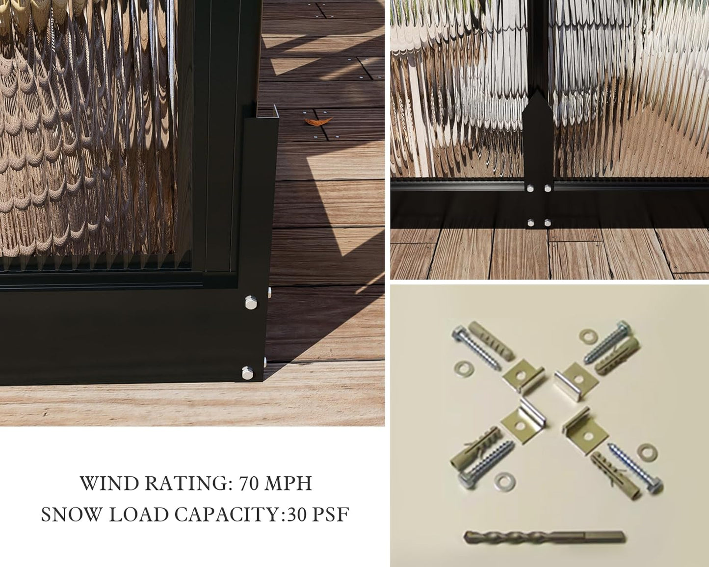 Howe 14x9.5x9 FT Polycarbonate Greenhouse with 2 Vents and Double Swing Doors 6FT Added Wall Height, Walk-in Large Sunroom Aluminum Greenhouse for Outdoors, Black