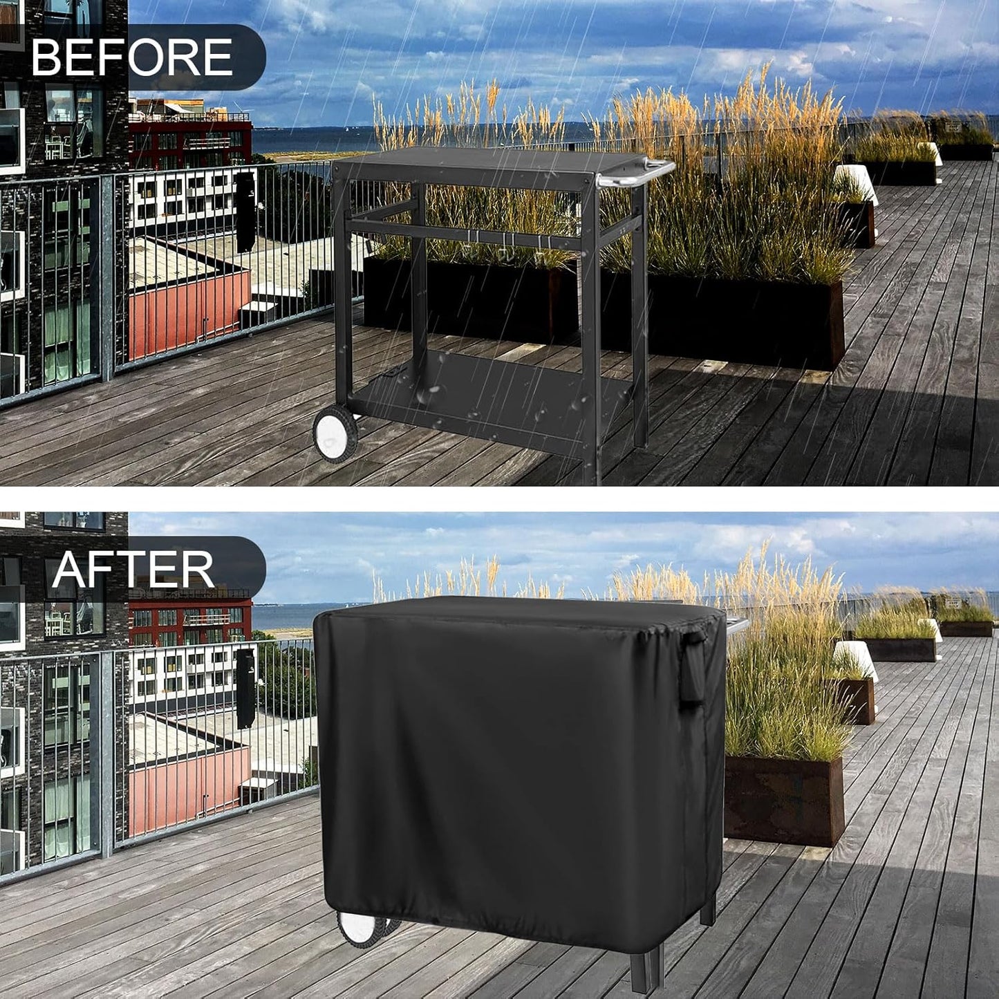 Prep Table Cover for Royal Gourmet Double-Shelf Movable Dining Cart Table, 40inch Outdoor BBQ Cart Cover Buffet Grill Table Cover Bar Tool Cart Covers Cooler Covers Waterproof