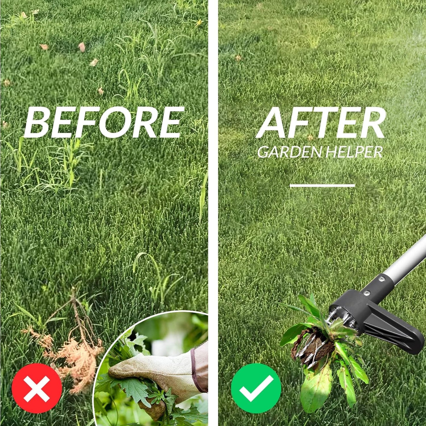 Walensee Upgraded Weed Puller, Stand Up Weeder Hand Tool, Long Handle Garden Weeding Tool with 5 Claws, Hound Weed Puller for Dandelion, Standup Weed Root Pulling Tool and Picker, Grabber (1 Pack)