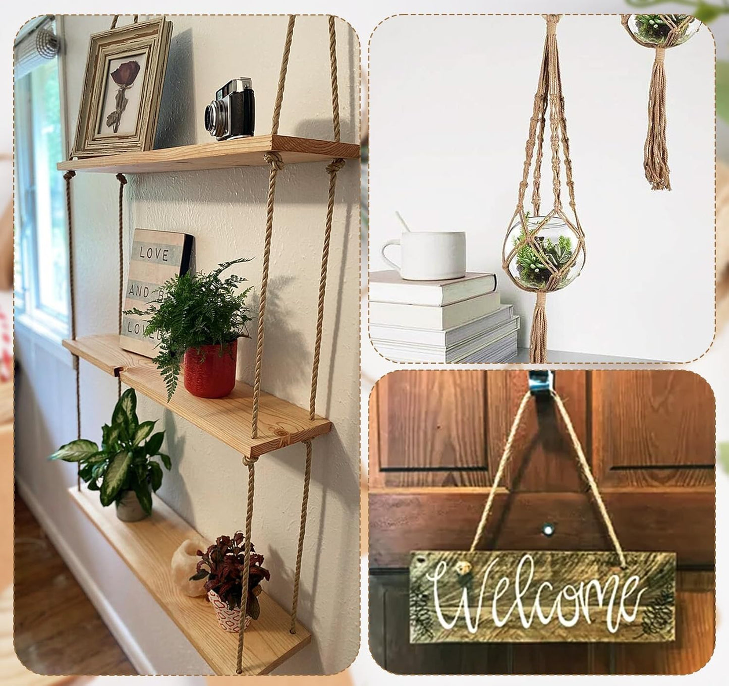 5mm Jute Twine,98 Feet Twisted Jute Rope, Garden Twine, Heavy Duty and Thick Twine Rope, Garden, Arts & Crafts, Home Decor, Packaging Braided