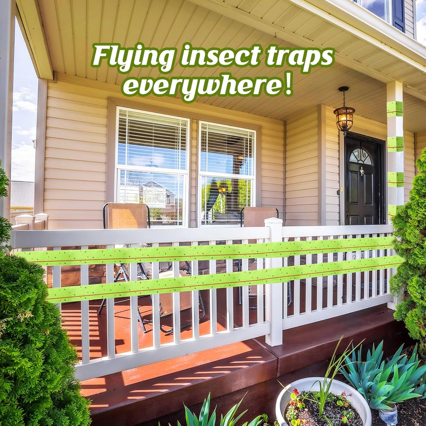 Qualirey 6 Rolls Spotted Lantern Fly Traps 30 Feet Each Roll Fly Tree Trap Sticky Strips Outdoor Fruit Glue Strips Disposable Tape Indoor Paper Sheets for Protecting Trees(Green)