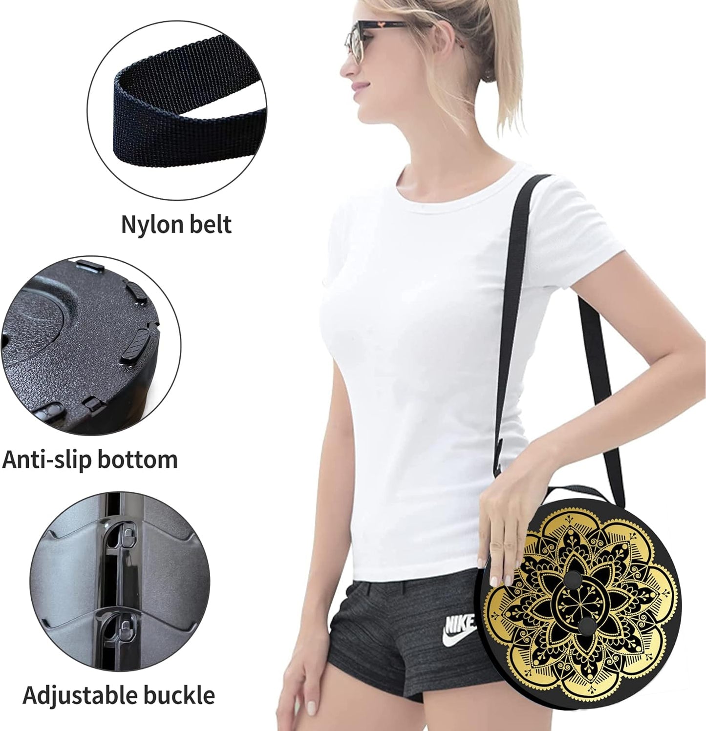 ALEVMOOM Upgraded Telescoping Collapsible Stool with Cushion, Folding Stool with Printing Portable Retractable Foldable Seat Max Load 550lbs for Adults Camping Fishing Outdoor