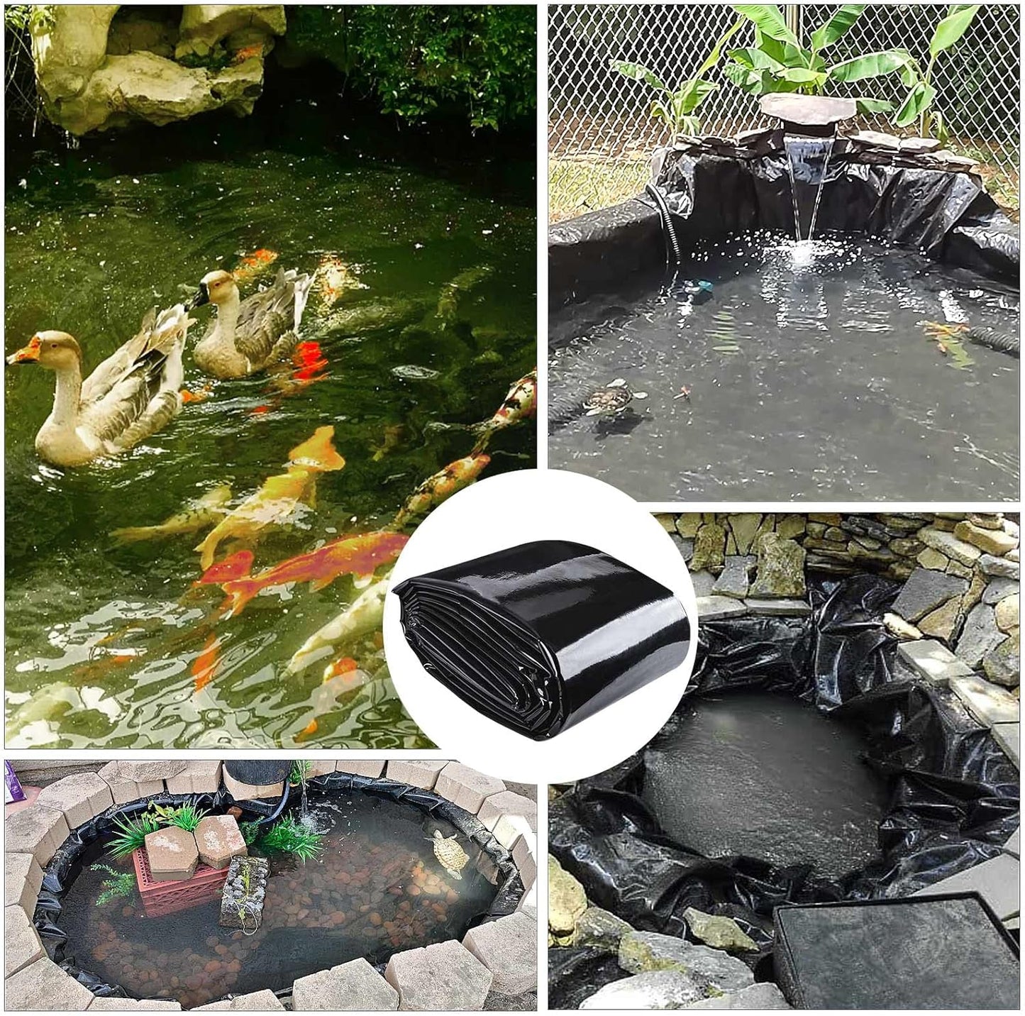 ToLanbbt Pond Liner 20 x 25.2 Ft HDPE Pond Liners, 20 Mil UV Resistant Preformed Pond Liner Easy Cutting, Pond Liner for Natural Looking Ponds, Waterfall, Koi Pondsand Water Garden (Black)