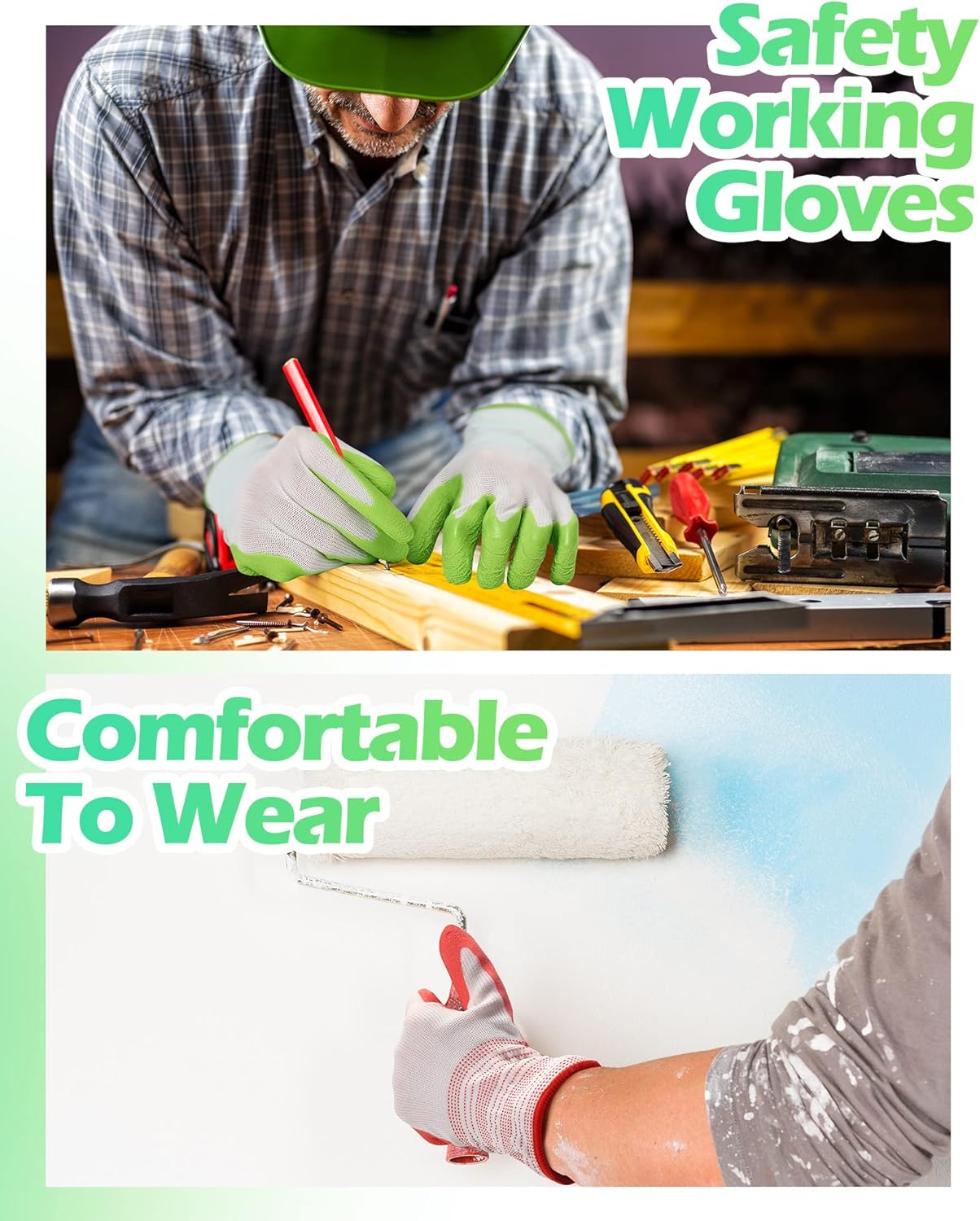 Irenare 16 Pairs Gardening Gloves Bulk for Women Breathable Rubber Coated Yard Garden Gloves Outdoor Protective with Grip