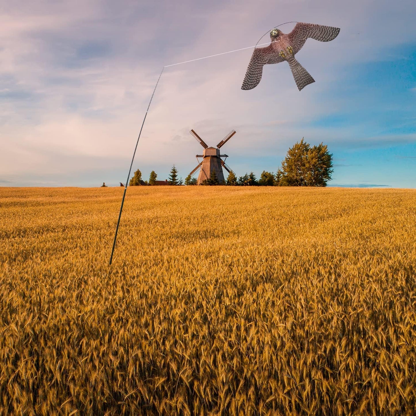 Bird Hawk Flying Kite with Pole Crops Farm Protector Bird Scarer Flying ONLY 6M Pole Without Kite