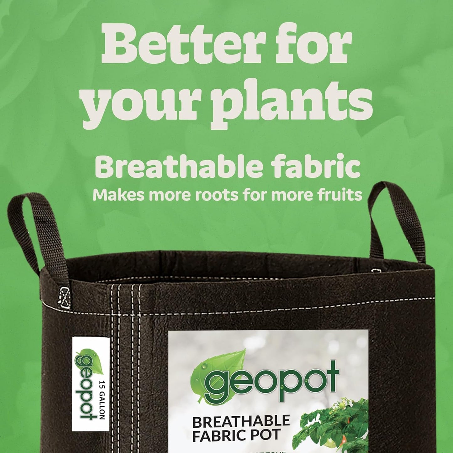 15 Gallon Fabric Grow Bags with Handles for Vegetables, Houseplants, Herbs & Flowers |5-Pack| Fabric Pots for Outdoors and Indoors, Aerated Fabric Grow Bags