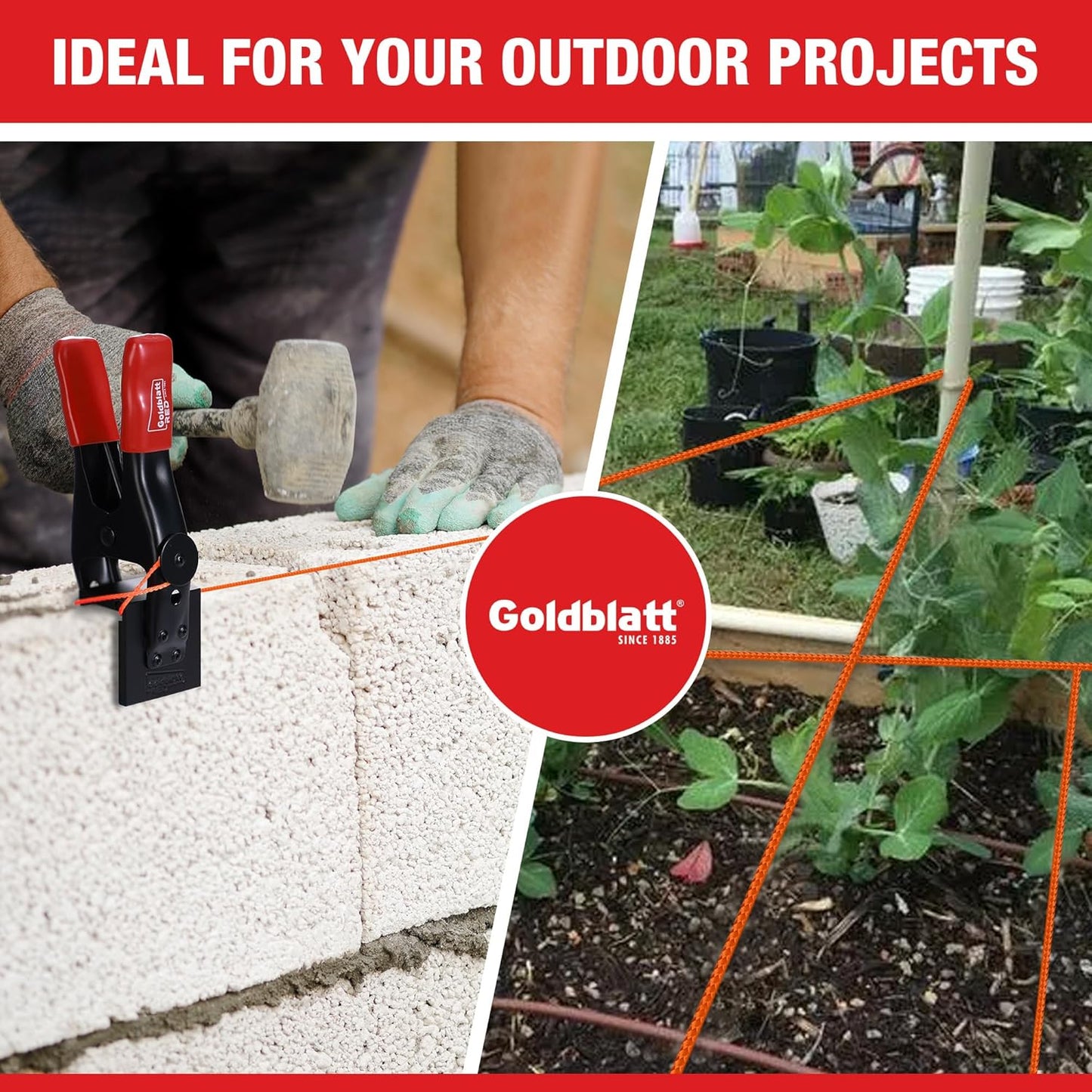 Goldblatt Mason Line, 500 Feet #18 Braided Nylon String, Perfect for Gardening or Masonry Tools