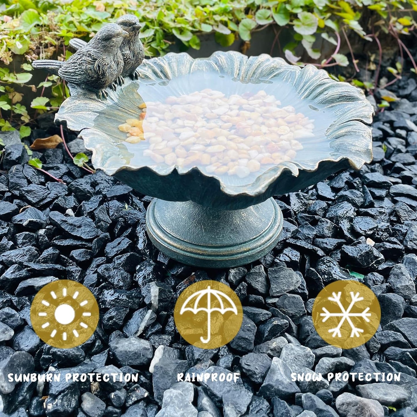 Bird Baths for Outdoors, Garden Decorations Hummingbird Feeders, Outdoor Sculpture Yard Art Large Lawn Ornament Patio Figurine Bird Feeder Resin
