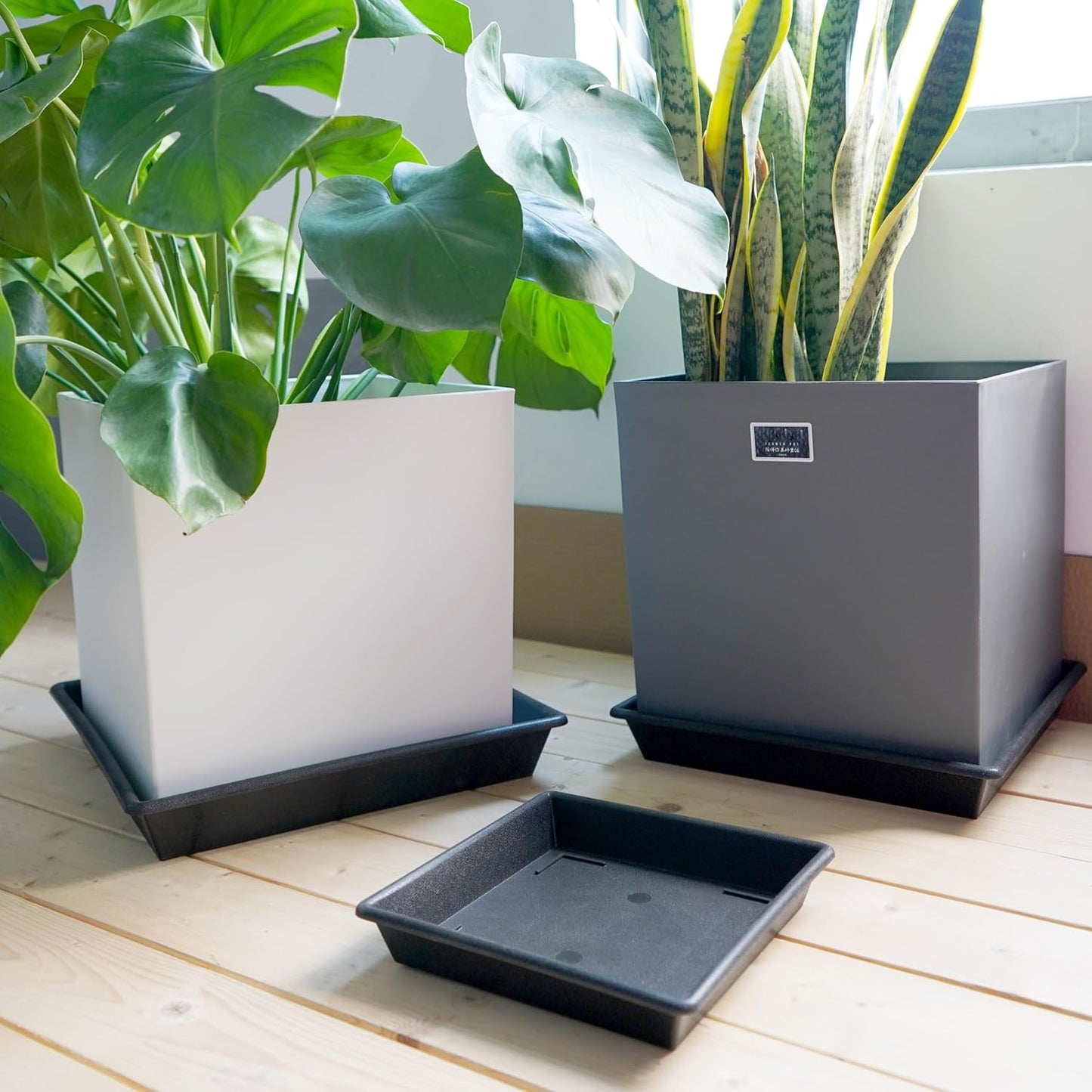 Square Plant Saucer 20 Inch 2 Pack 16 18 20 Extra Large Plant Trays for Pots Heavy Duty Plastic Plant Saucers for Indoors Outdoors, Flower Pot No Holes Plant Drip Trays