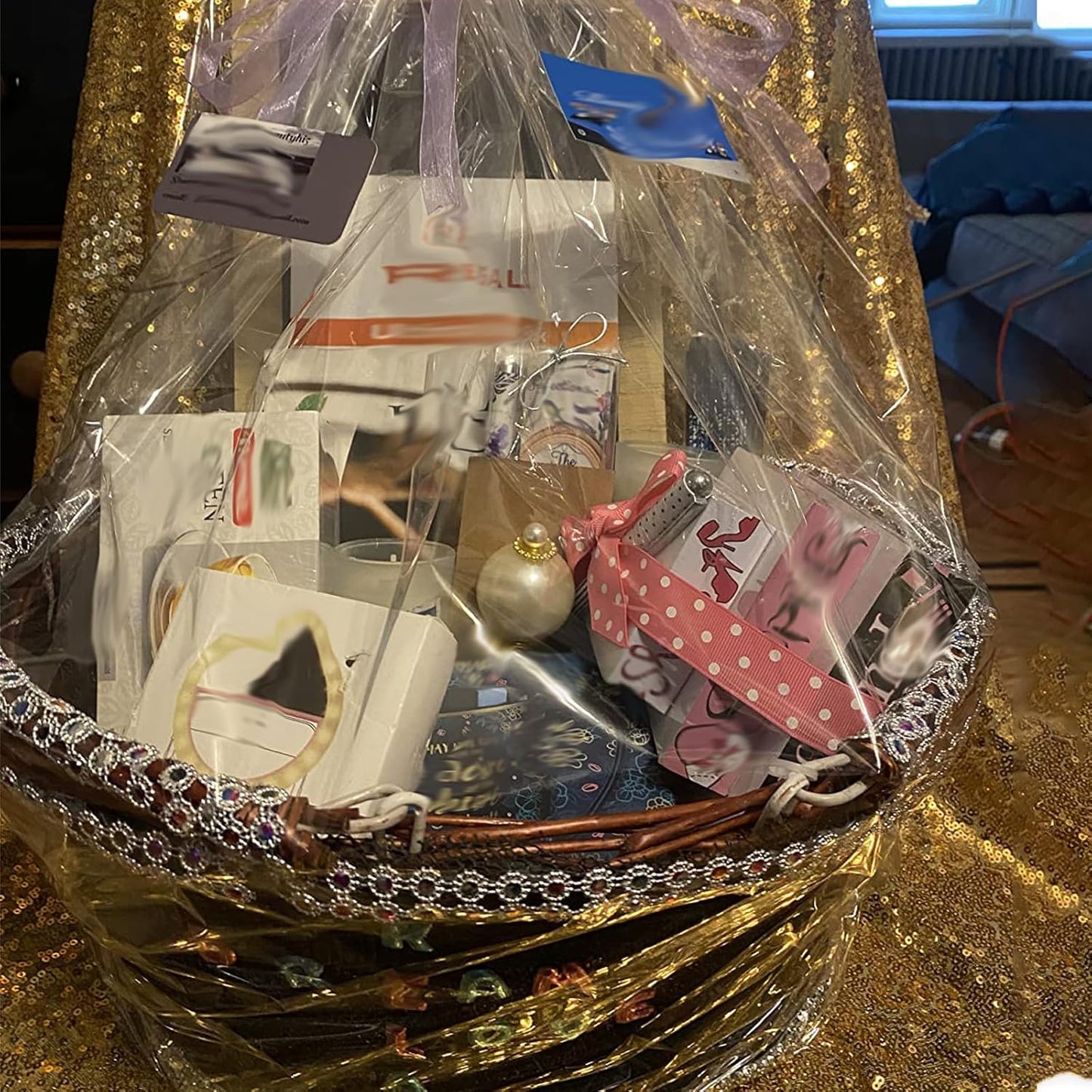 KINJOEK Wicker Woven Basket, Multipurpose Natural Willow Basket with Handle Premium Linen Cotton Cloth Lining for Storage and Decoration