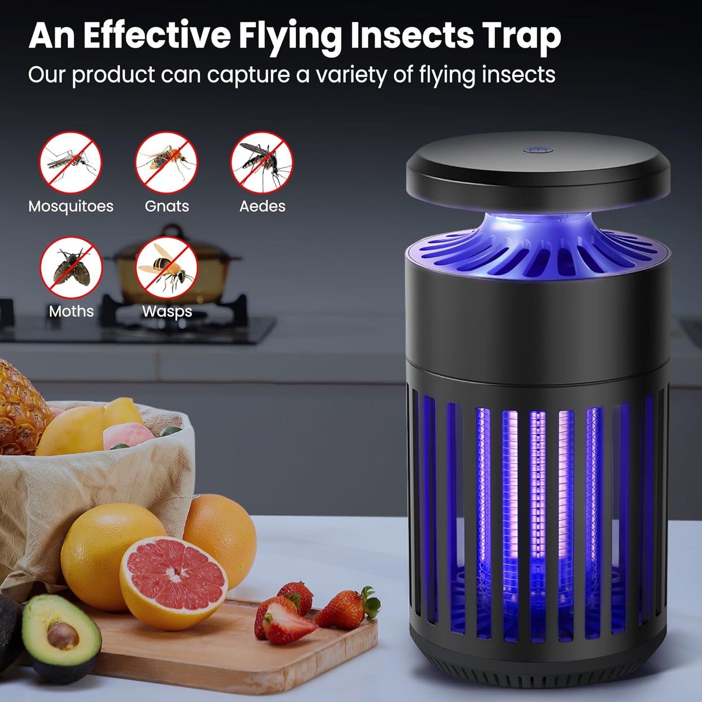 Pest Sniper Indoor Insect Trap,Attracts and Zaps Mosquitos, Gnats, Moths, Fruit Flies,2 in 1 Bug Zapper with Suction and Electric Grid