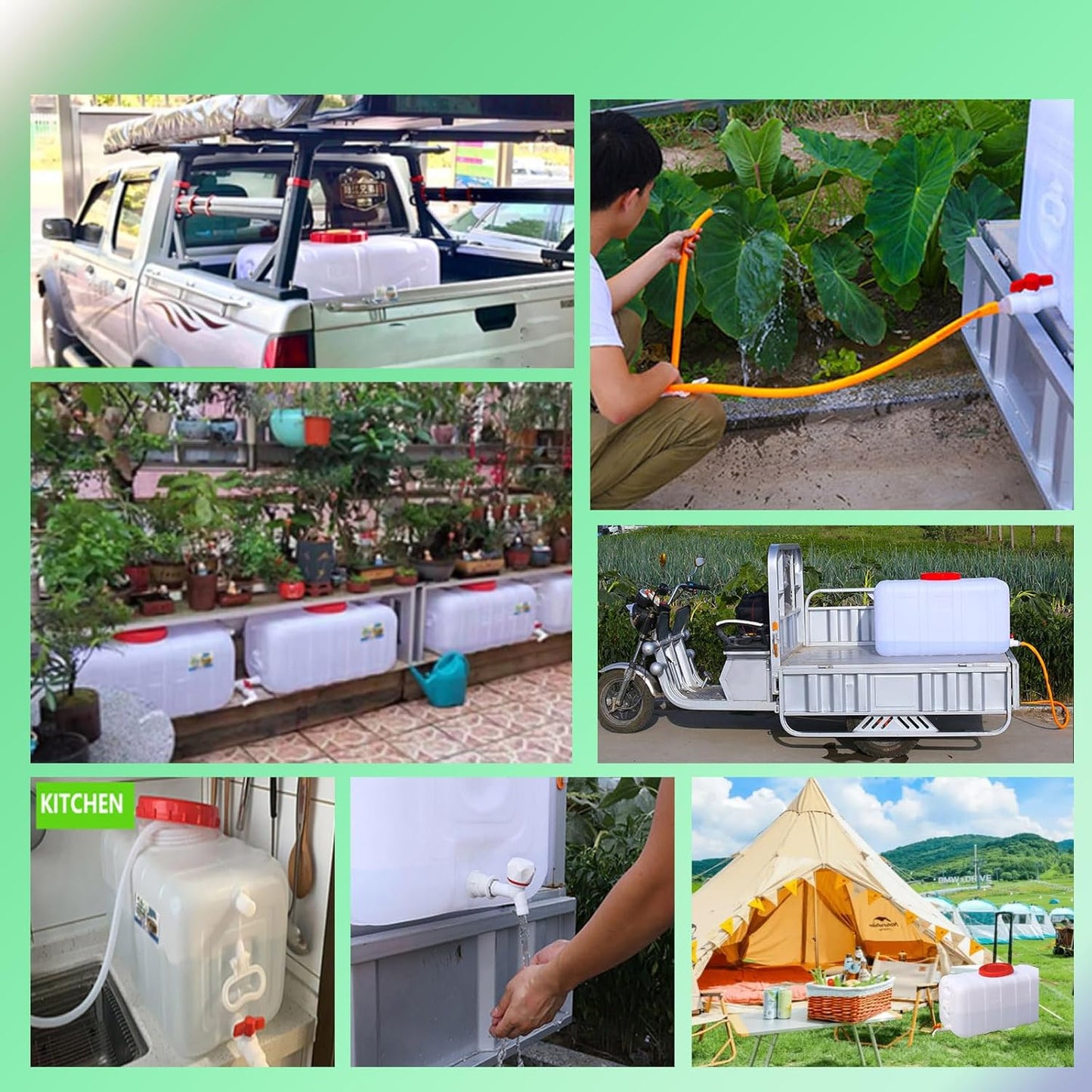 Portable Water Tank Water Storage Tank for Camping with Spigot Hose Plastic Water Container Water Storage Container for Emergency Water Storage Hiking Outdoor(Size:13gallon / 50L)