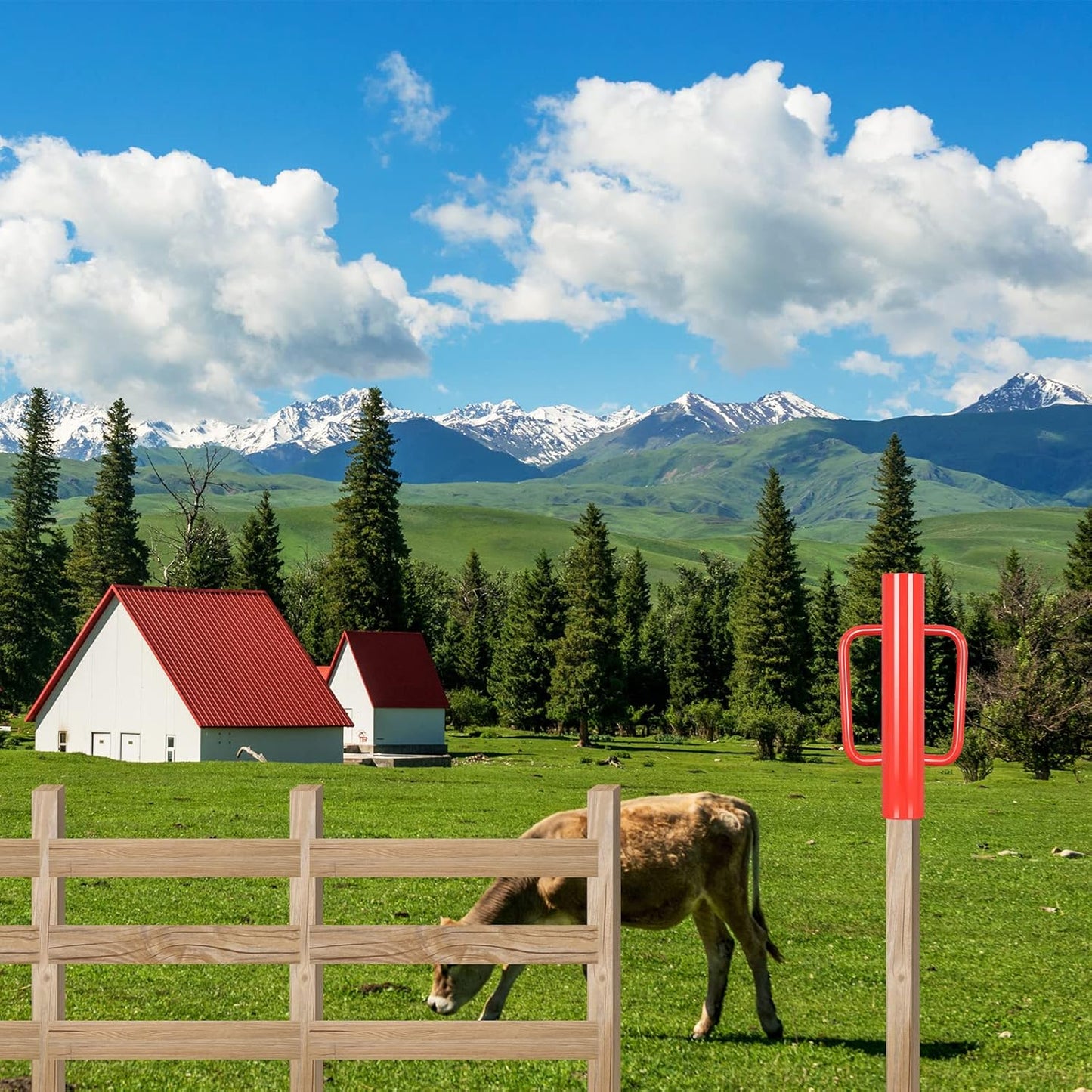 Gtongoko 18LB T Post Driver with Handles Heavy Duty Fence Post Driver Post Pounder for T-Posts,U Channel,Metal Post and Sign Post Pole Driver Tool,17 Inch Red