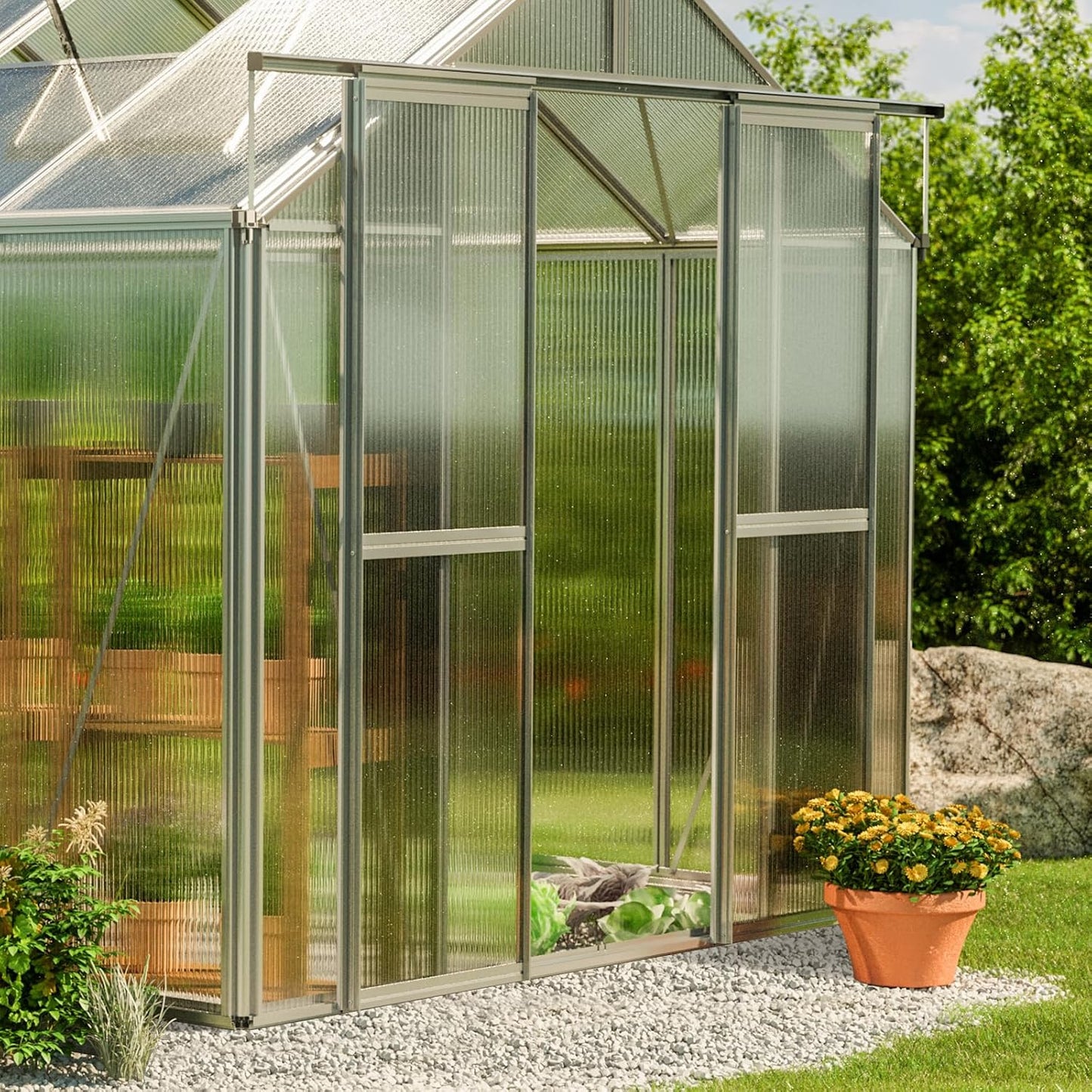 Greenhouse Saphir 5 Aluminum Frame 8.5 x 10.6 ft with Approx. 8 mm Polycarbonate Panels