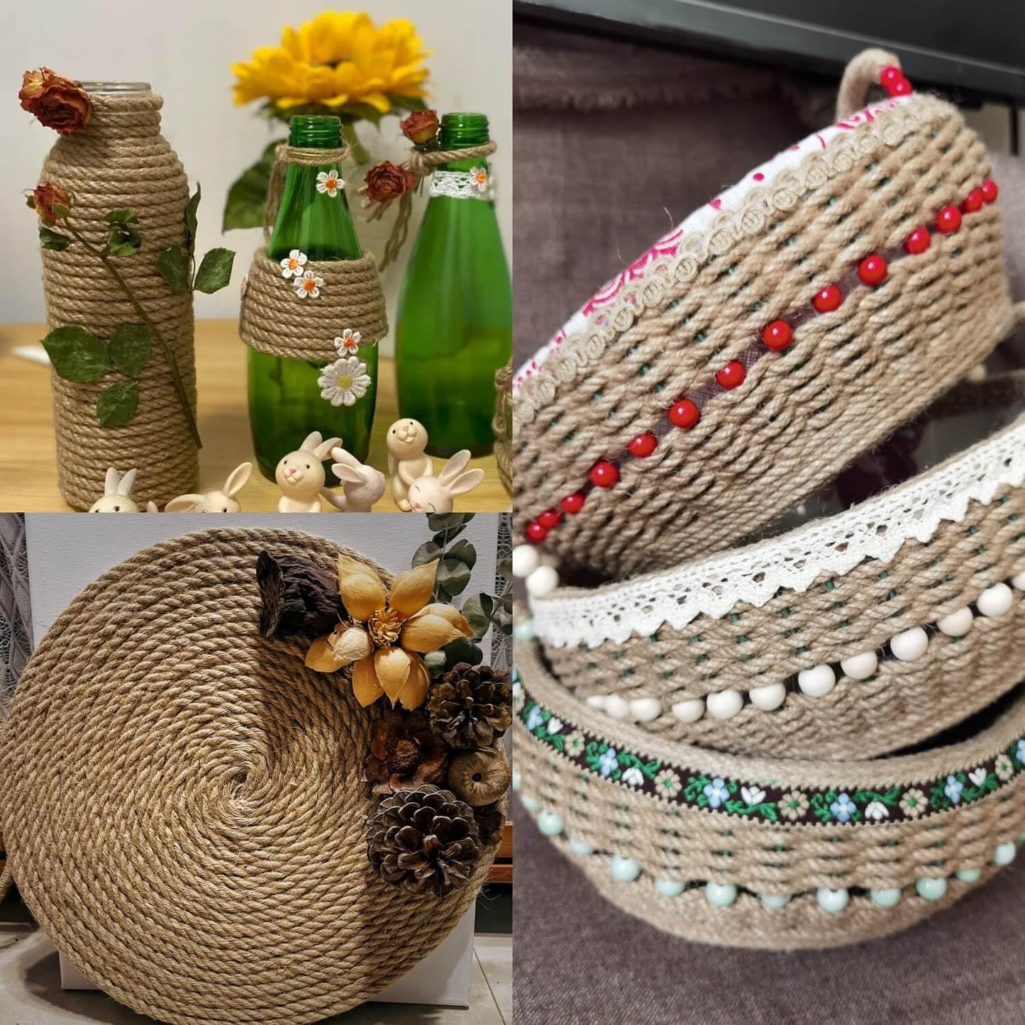 2-Pack Natural Jute Twine Rope, 6mm x 656ft Heavy Duty & Eco-Friendly - for Crafts, Gardening, Cat Scratching Post, Bundling & Hanging, 328Feet/Roll