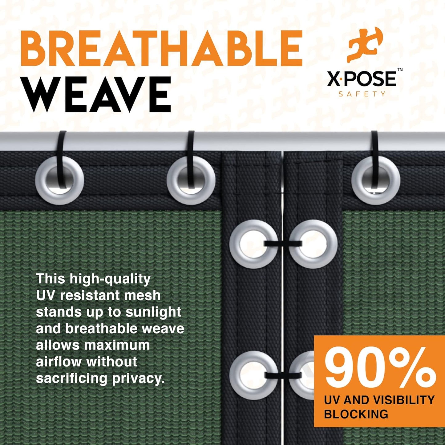 Xpose Safety Privacy Fence Screen 6’ x 50’ – Heavy Duty Green Mesh with 90% Visibility Block, UV Protection – for Garden, Yard, Nursery, Kennel, Dog Run, Greenhouse