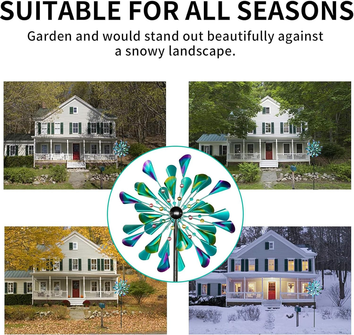 DECOROCA Kinetic Wind Spinners Outdoor - Large Metal Wind Sculptures & Spinners for Yard Patio Lawn Garden Decorations, Windmill Outdoor Clearance with Stable Metal Stake(Turquoise)