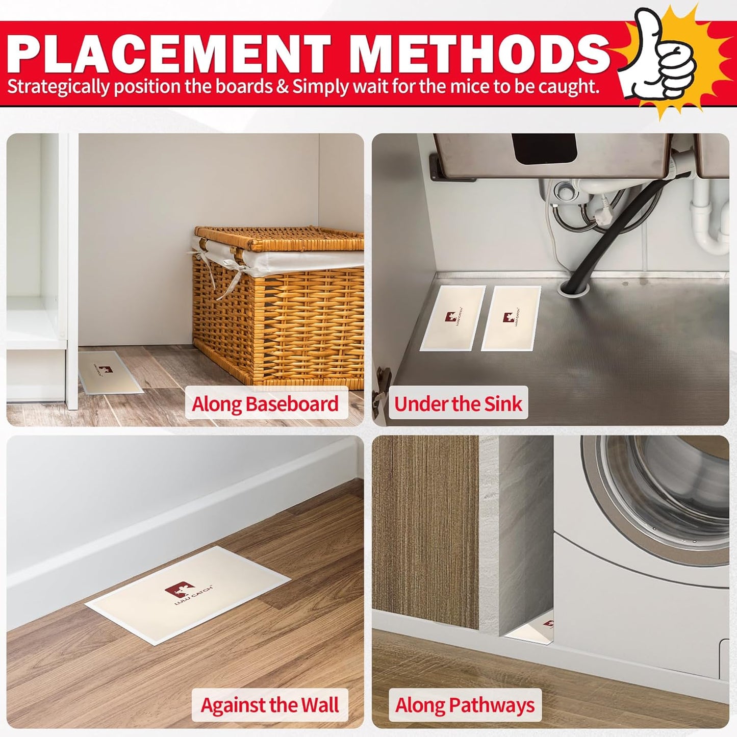 LULUCATCH Mouse Traps, 20 Pack Pre-Baited Sticky Mouse Traps Indoor for Home, Non-Toxic Bulk Sticky Pads, Glue Traps for Rats, Bugs, Spider, Mice, Cockroach, Pet Safe Pest Control