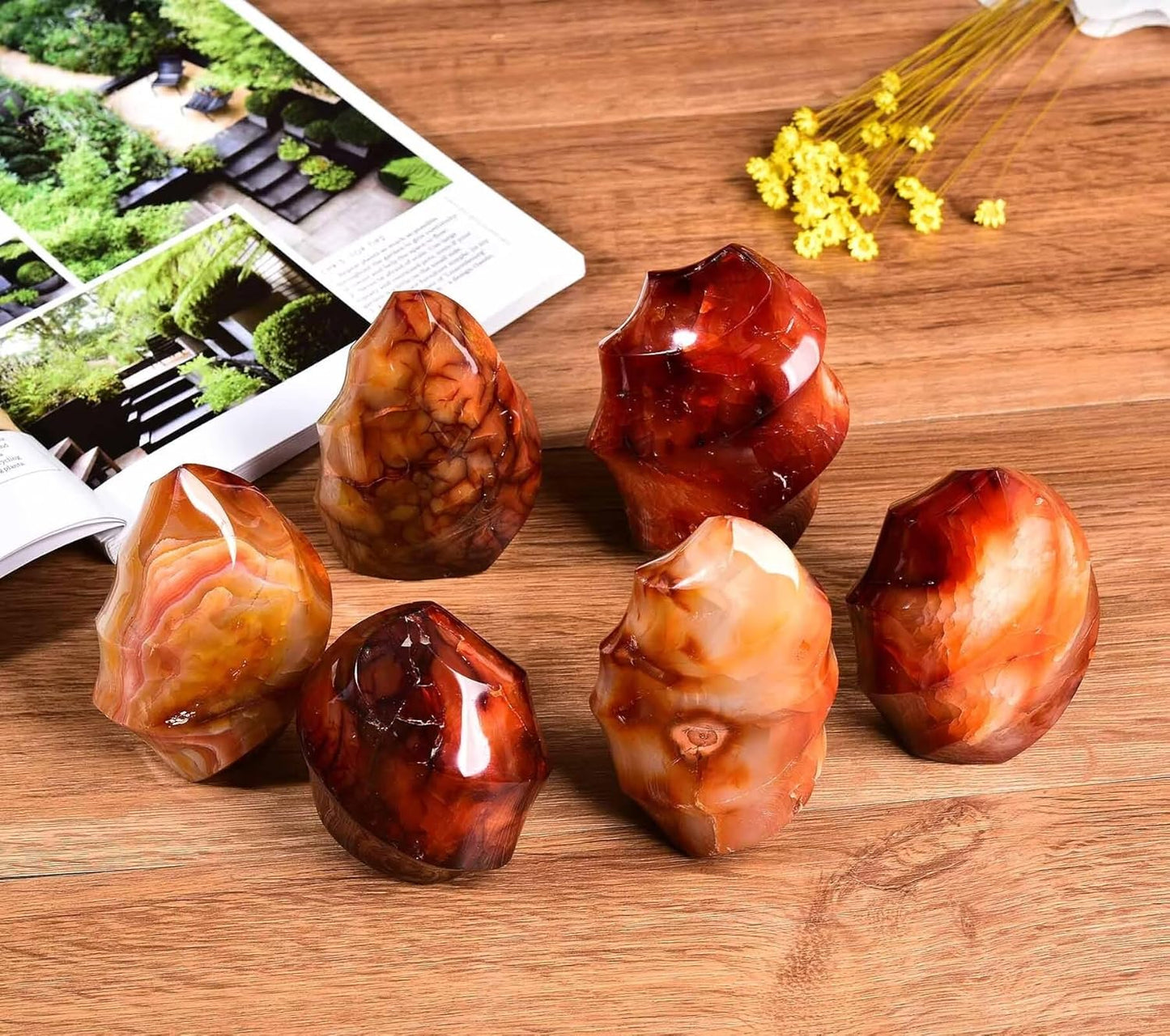 Red Agate Flame Shaped Stone Towers Obelisk Natural Healing Crystal Quartz Reiki Energy Decoration Home Office 1.5-2.2LBS