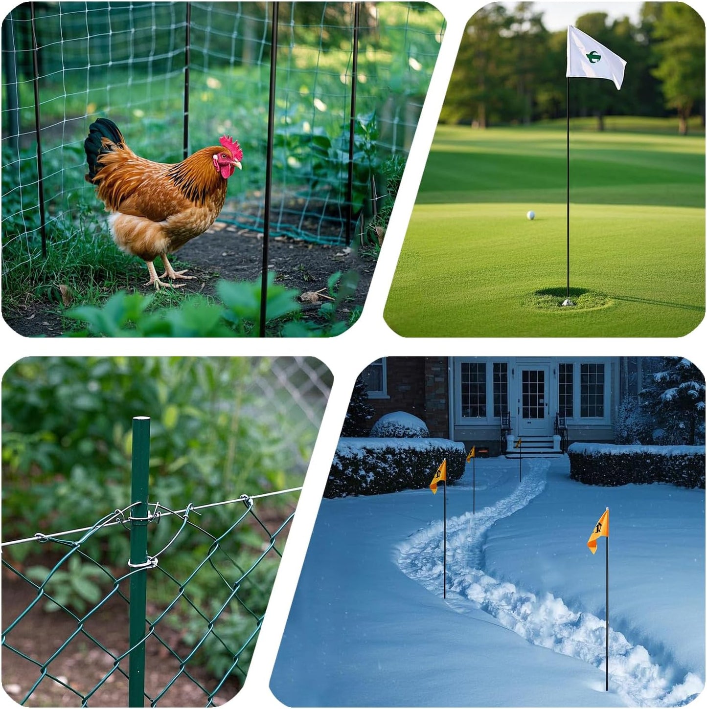 Garden Stakes 48 inch 20 Pack 0.27" Dia Solid Glassfiber Plant Support Rod Tomato Trellis Stakes (Green)