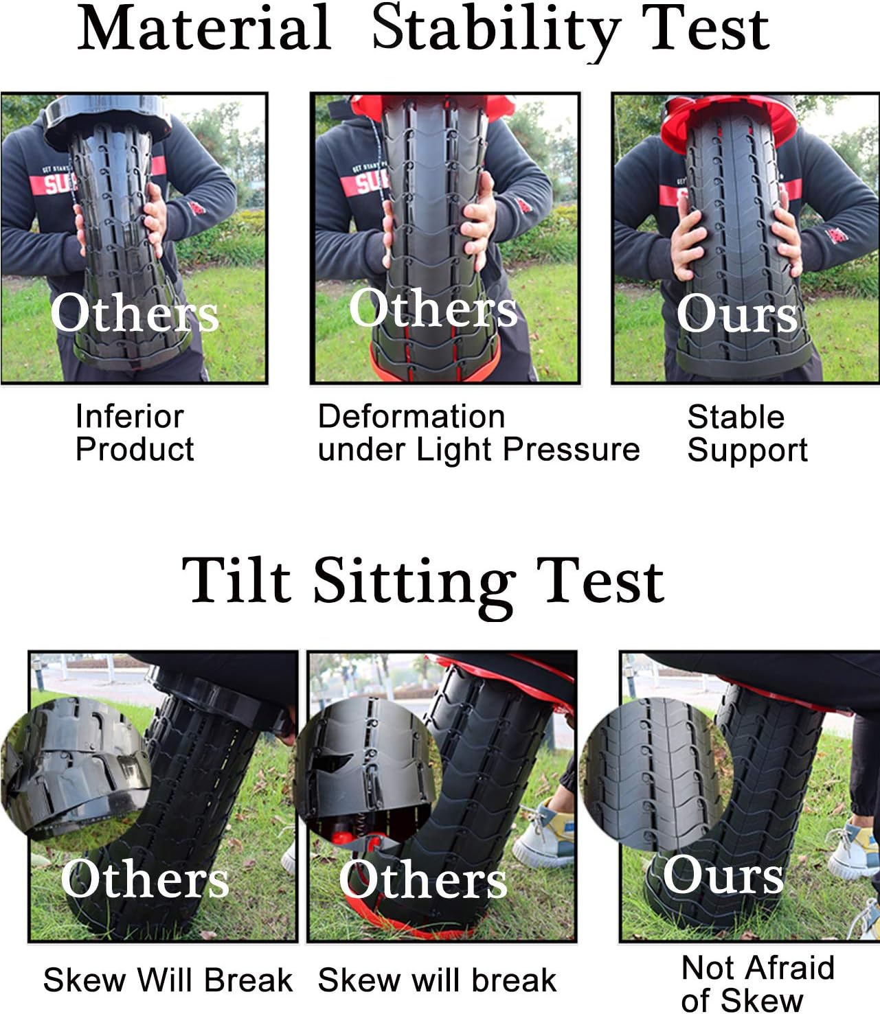 Deer's Life Portable Collapsible Stool with Cushion Pad, Retractable Folding Telescopic Camping Seat for Adults, Small Lightweight Sturdy Adjustable Stools for Travel,Kitchen,Garden,Fishing