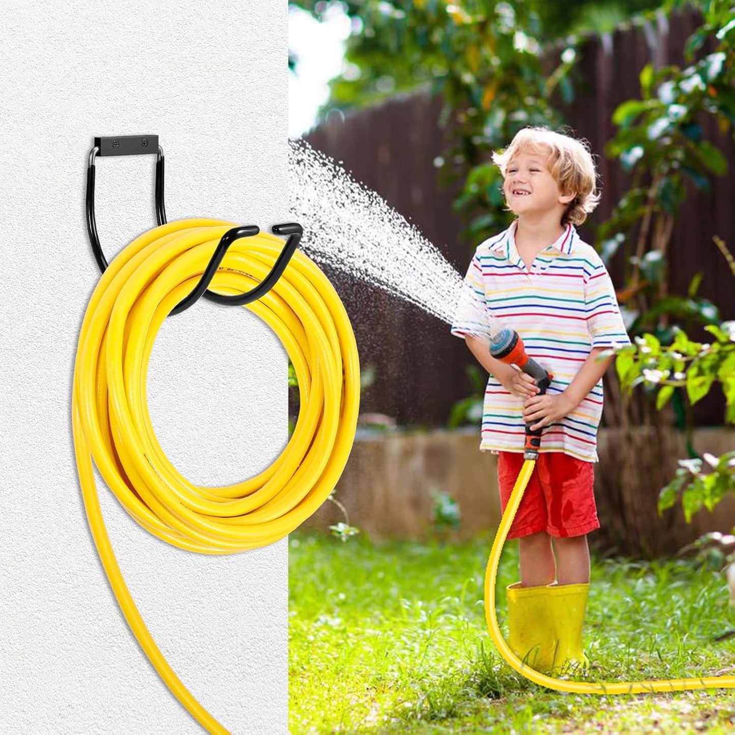 Garden Hose Holder Wall Mounted,304Stainless Steel Solid Hook Holds Up to 150Ft - Orange