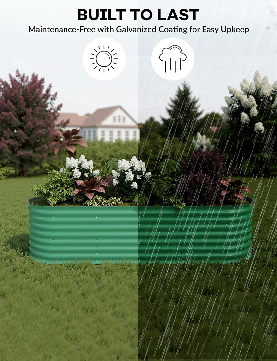 2 Pcs Raised Garden Beds Outdoor 8x4x2 ft - Galvanized Steel Planter Box for Vegetables, Flowers, Rust-Resistant Garden Box, Easy Assembly Raised Beds, Durable Planters for Outdoor Plants, Green