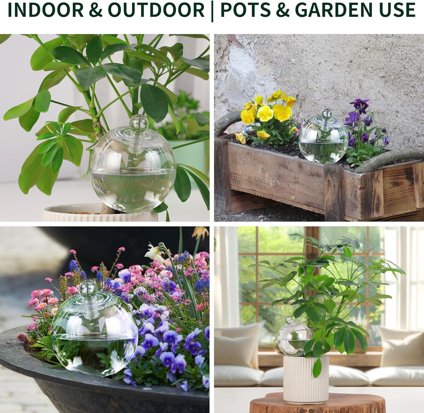 19 oz Extra Large Plant Self Watering Globes Top Fill, Plastic Water Bulbs, Slow Release Terracotta Self Watering Planter Insert, Plant Watering Devices System, Water Spikes Stakes, 4 Pack