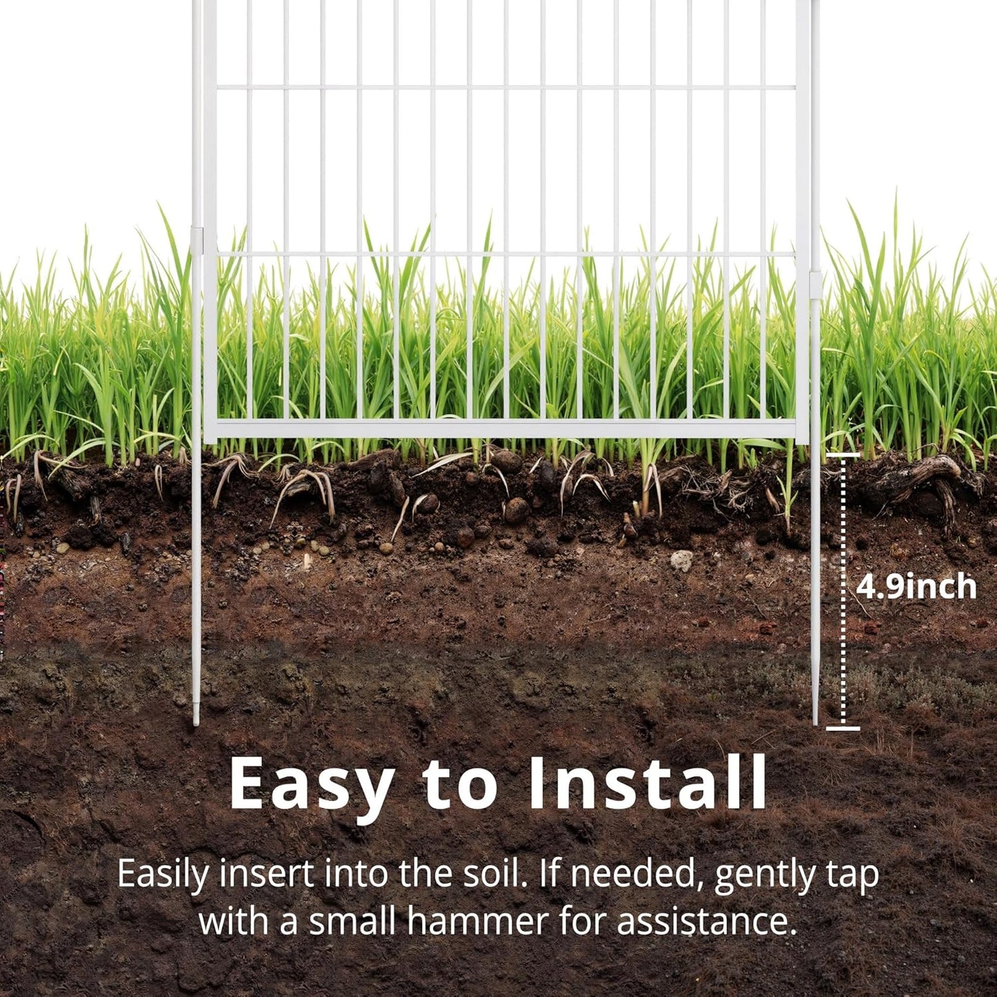 Decorative Garden Fence with Gate 40 in(H) x 26.8 ft(L) 12 Panels, Heavy Duty Metal Animal Barrier Fence for Yard, Flower Bed Fencing, Garden Border Fence, Easy Set Up, White