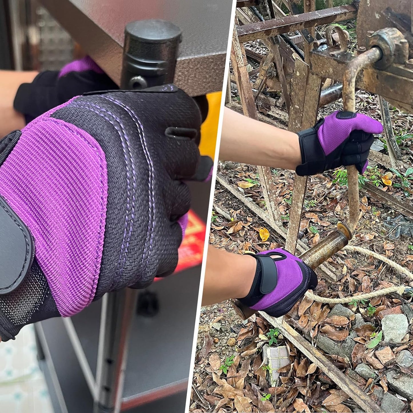 Safety Work Gloves,Multipurpose Working Gloves for Men,Multifunctional Synthetic Leather Spandex Mechanic Gloves,Gardening Glove Gifts for Men,Tounchscreen (Purple, Extra Large), 24096001-8