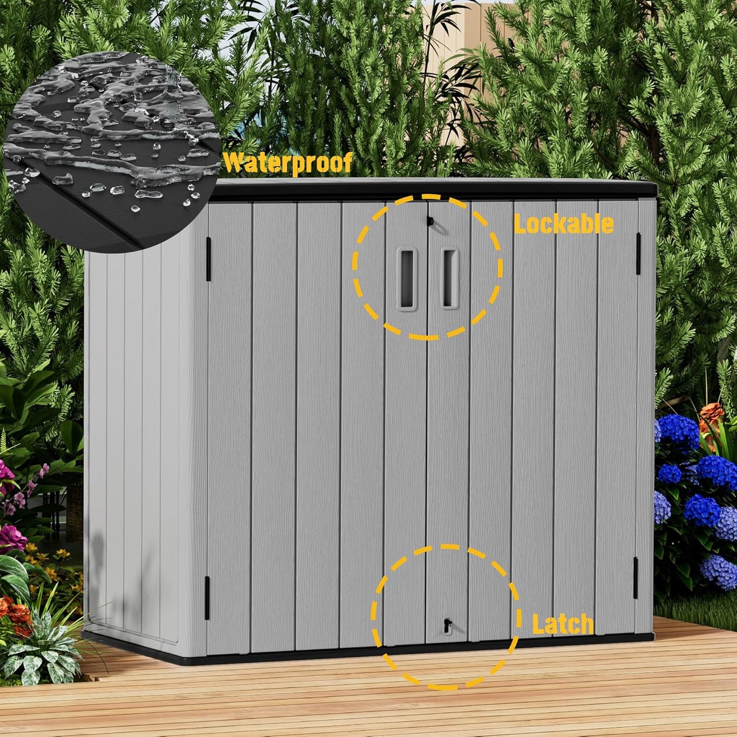 Large Outdoor Storage Box,Resin Sheds&Outdoor Storage Waterproof/Lockable,Outdoor Storage Cabinets for Balcony,Garage,Backyard (37Cu.ft-Pale Grey)
