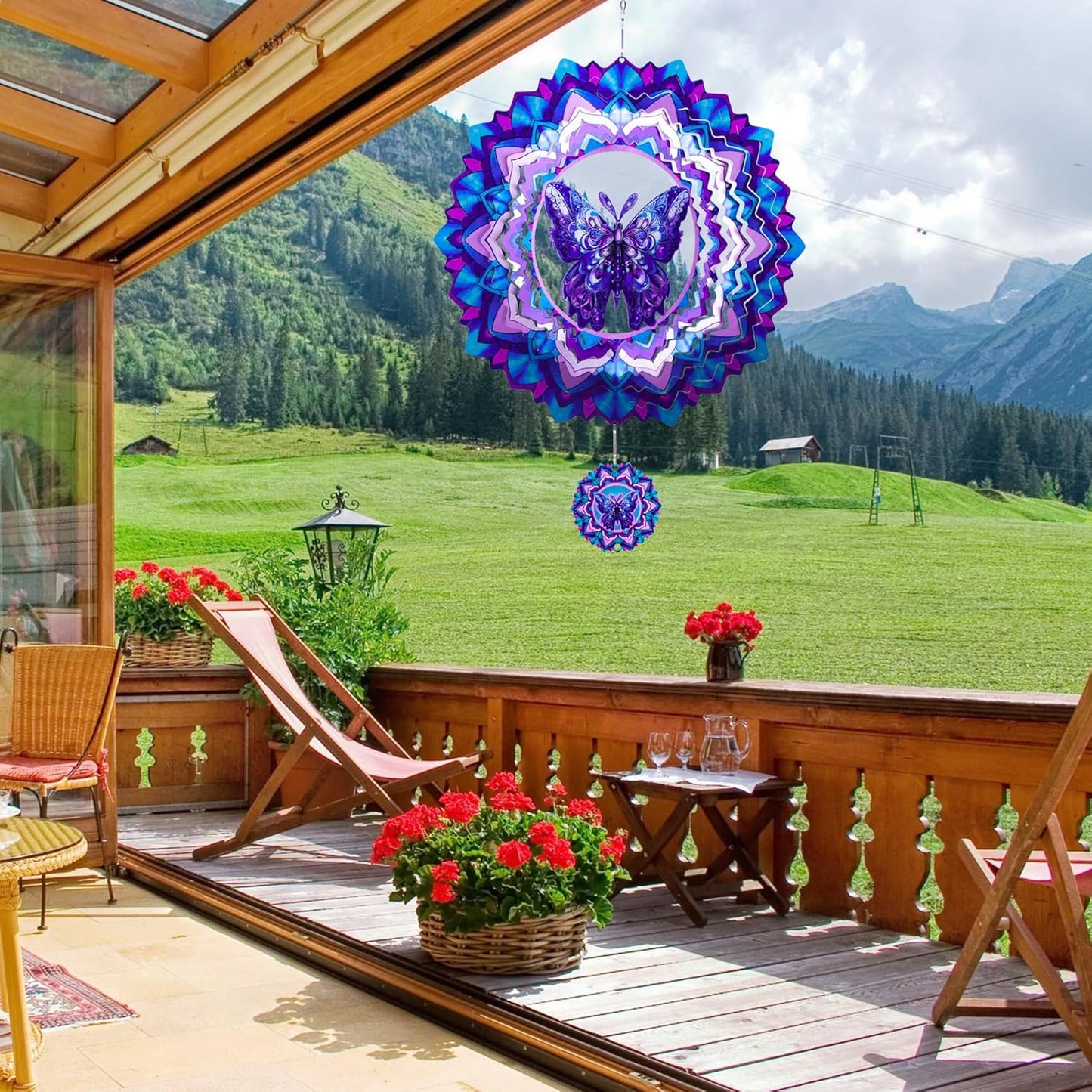 Butterfly Wind Spinner,Hanging Wind Spinners Outdoor for Garden Decoration,12 inch 3D Stainless Steel Wind Sculpture for Indoor/Outdoor Decor