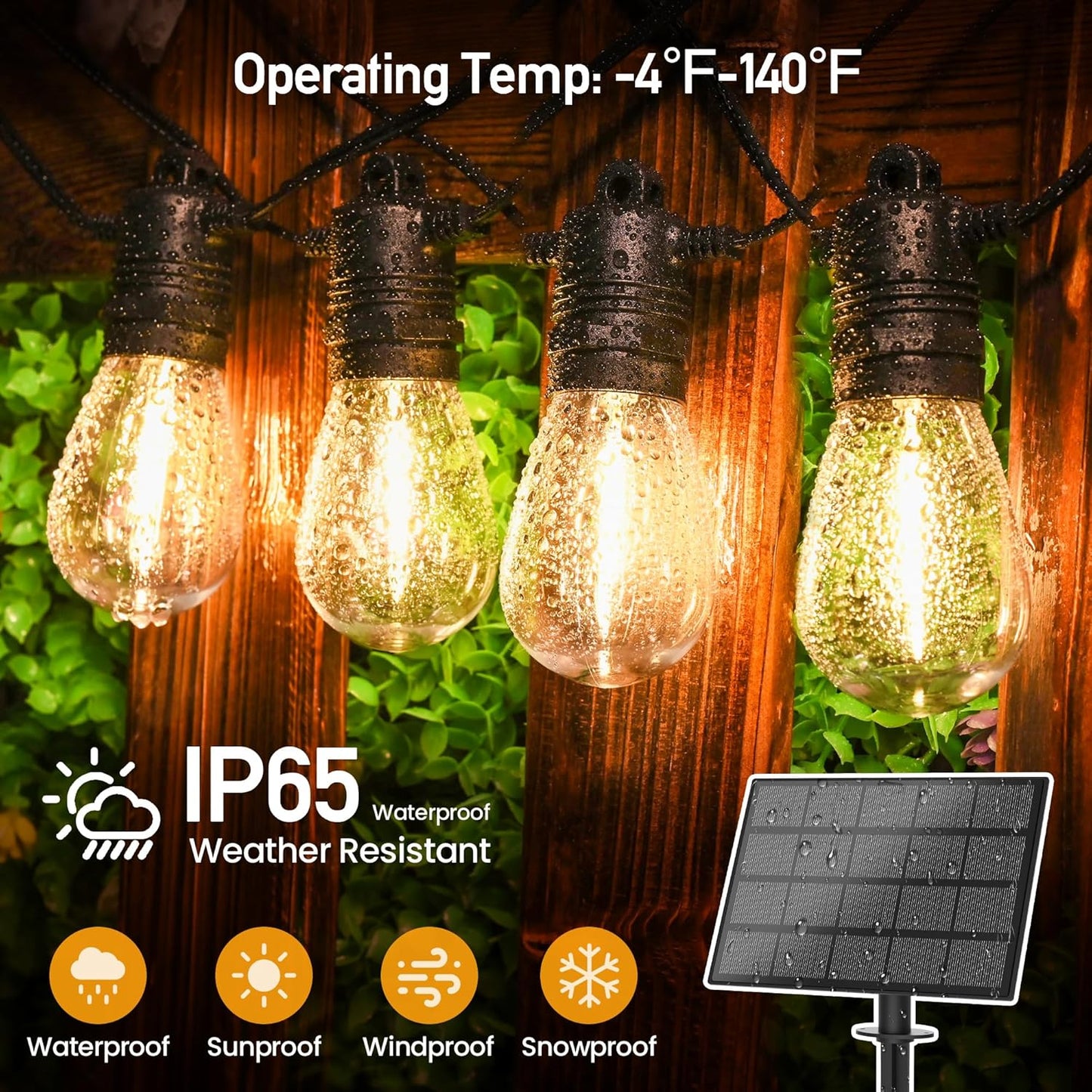 Solar String Lights Outdoor Waterproof 54 FT 16 Sockets 17 LEDs Patio Lighting, USB Charge & Remote Controlled Dimmer Timer, Solar Outdoor Lights for Patio Yard Outside Camping Party 2700K