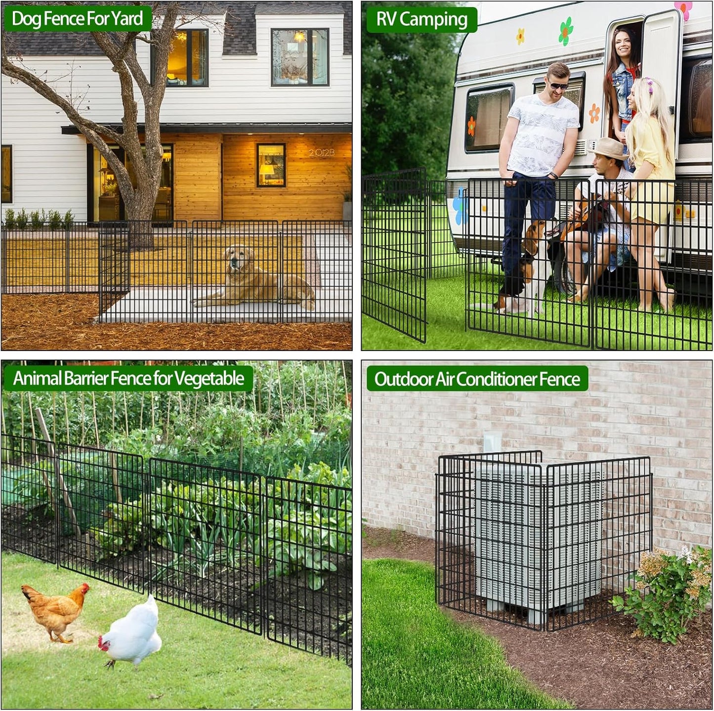 10 Panels Garden Fencing Animal Barrier with Lock, 33 in(H) X 24 ft(L) Dog Fence Outdoor for Yard Rustproof No Dig Decorative Tall Garden Fence Metal Wire Panel Border Rabbit Ground Stakes Fencing