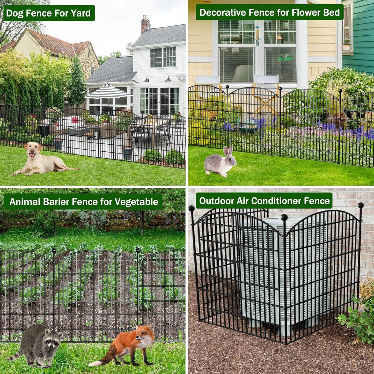 10 Panels Decorative Garden Fence - 32 in (H) x 23.6 ft (L) No Dig Dog Fence Outdoor for Yard, Rustproof Tall Garden Fencecing Panels, Animal Barrier Suitable for Yard Border, Patio, and Outdoor Use