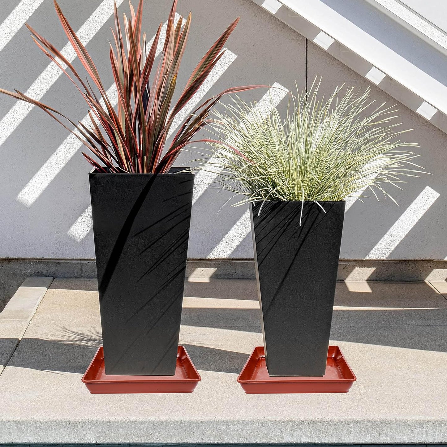 5 Pack Square Plant Saucer 14 Inch, Large Plant Saucers for Pots, Durable Plastic Plant Trays Plant Pot Saucers, Square Planters for Indoors and Outdoors Plants.