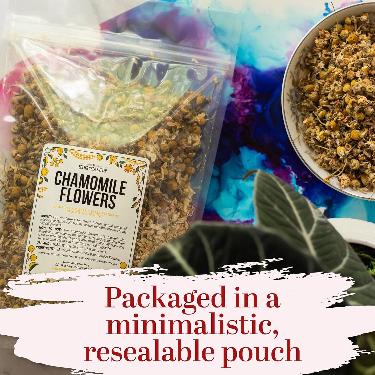 Dried Chamomile Flowers Bulk - Edible Dry Flowers for Relaxing Chamomile Tea - Dried Flowers for Soap Making, Chamomile Herbs Petals for Bath, DIY Salve & DIY Projects