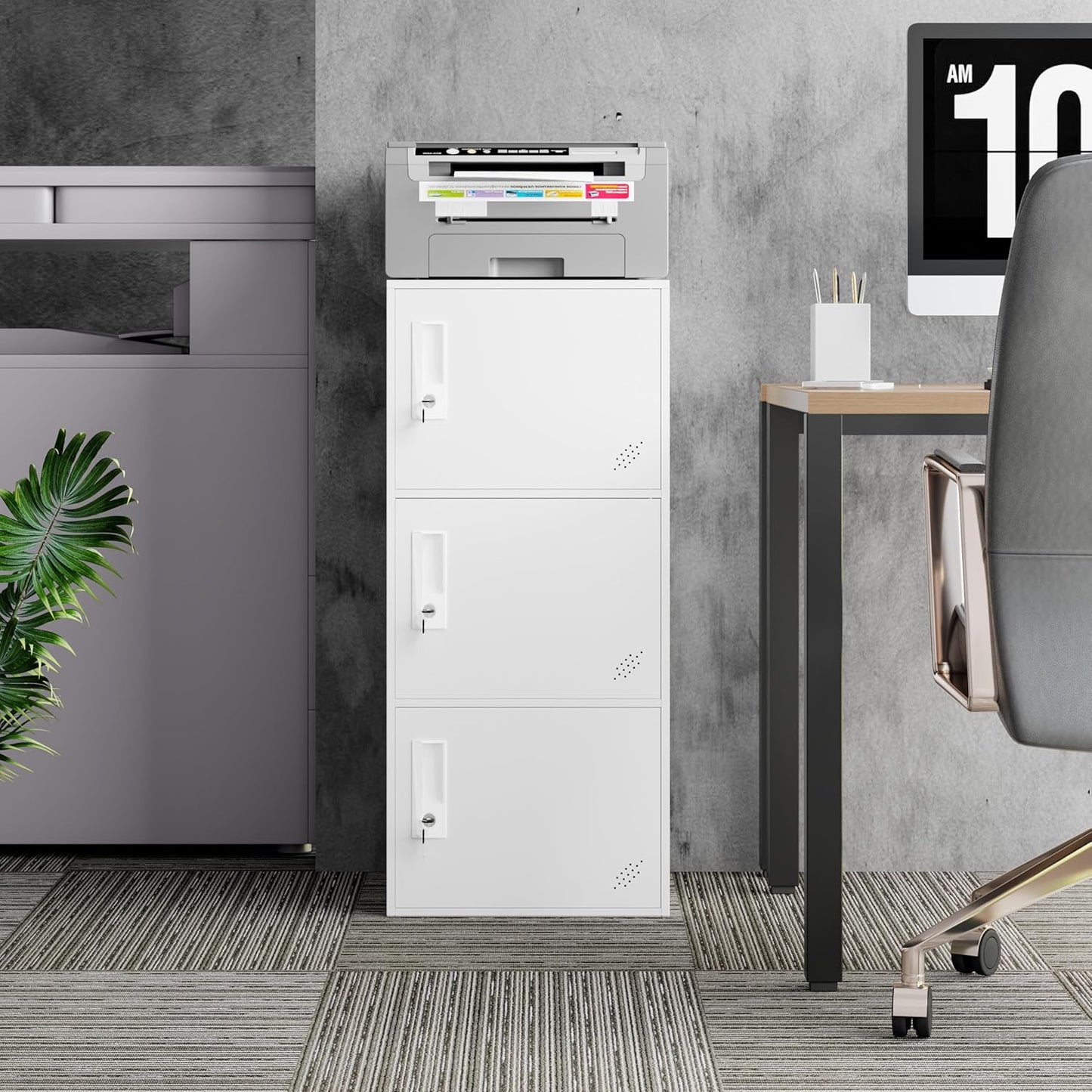 9 Door Metal Storage Locker Cabinet for Office, Home, Gym, School, Steel Cabinet to Storage File, Toys, Shoes and Sports Equipment, Locker Organizer for Gym Office Bedroom (3 Door, White)