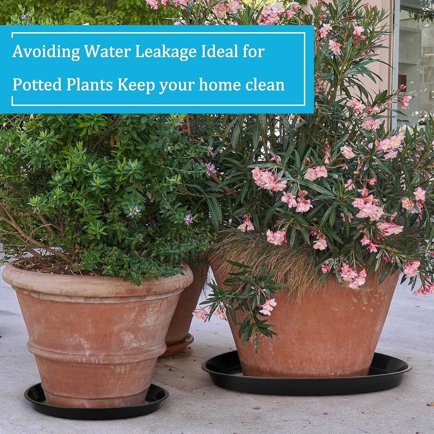 Eccliy 12 Pcs Plastic Plant Saucers Round Plant Tray Large Flower Pot Heavy Duty Planter Water Trays Thick Planter Drip Saucers for Indoors and Outdoors(16, 18 and 20 Inch,Black)