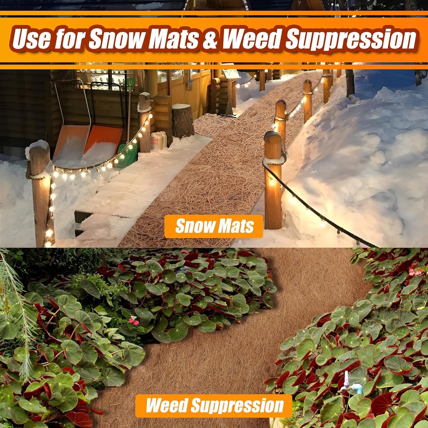 Coco Liner Roll, 16 x 120 Inch Coconut Fiber Liners for Planter Window Box Flower Basket, Natural Coco Mats Coco Coir Sheet for Reptile Carpet, Animal Pet Pad, Garden Decoration