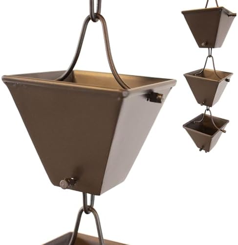 Nutshell Stores Medium Square Cups Rain Chain - Bronze - 11 Feet
