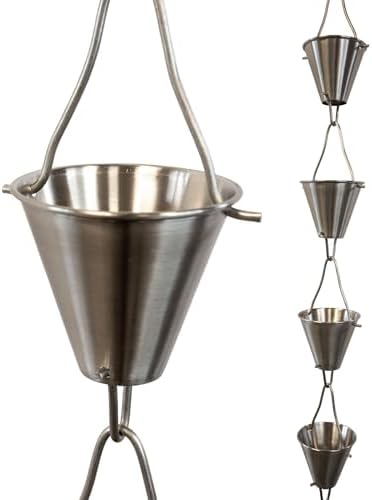 Nutshell Stores Steel Cups Rain Chain - Stainless Steel - 9 Feet