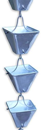 Nutshell Stores Medium Square Cups Rain Chain - Aluminum - 16 Feet