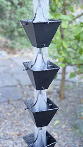 Nutshell Stores Medium Square Cups Rain Chain - Black - 14 Feet