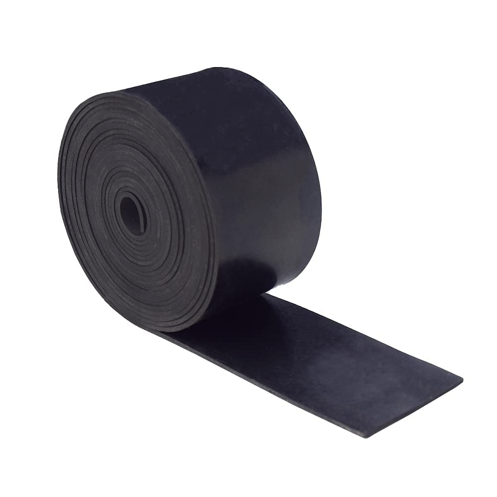 DOBTIM Neoprene Rubber Strips 1/16 (.062)" Thick X 2" Wide X 10'Long, Solid Rubber Rolls Use for Gaskets DIY Material, Supports, Leveling, Sealing, Bumpers, Abrasion, Flooring, Black