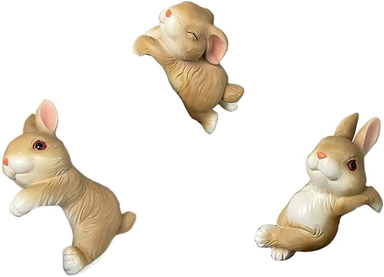 Ebrima Set of 3 Cute Animal Figurines Planter Pot Hanger Decorations, Resin Hanging Climbing Rabbit Sculpture Outdoor Statues Ornaments for Flower Pot Garden Decor (3 Rabbits)